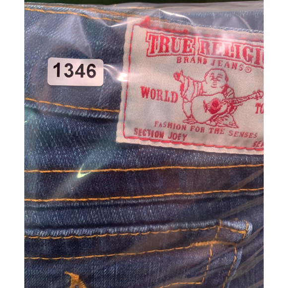 Vintage Y2K True Religion Women Joey Jeans Sz 30 Petite Blue Twisted Seam Flare - Picture 16 of 16